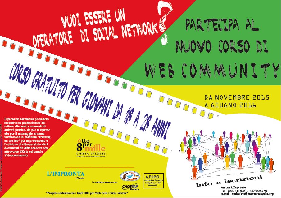 NEW MEDIA CENTER:Corso di Web Community gratuito per giovani da 18 a 28 anni L’Aquila